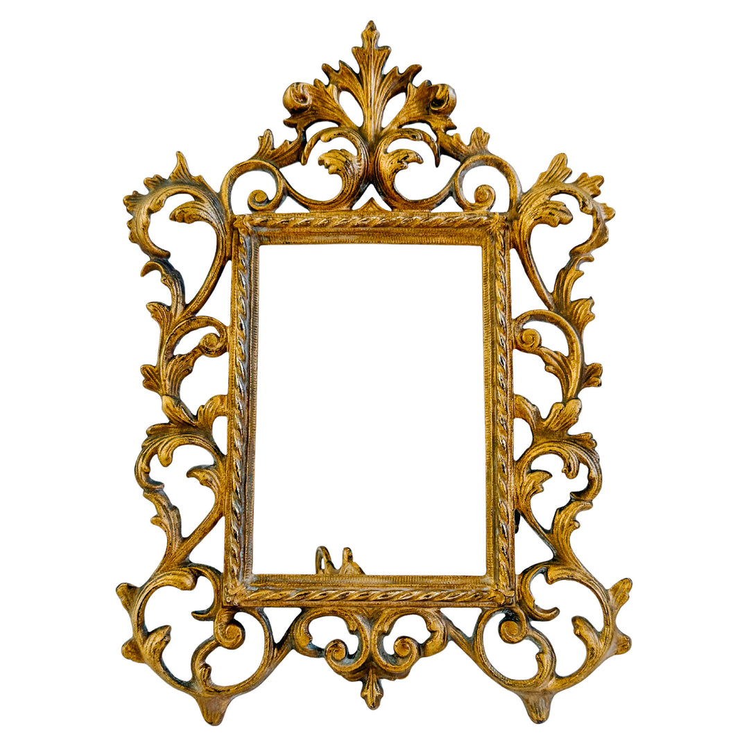 Gold Cast Iron Rococo Style Ornate Photo Frame