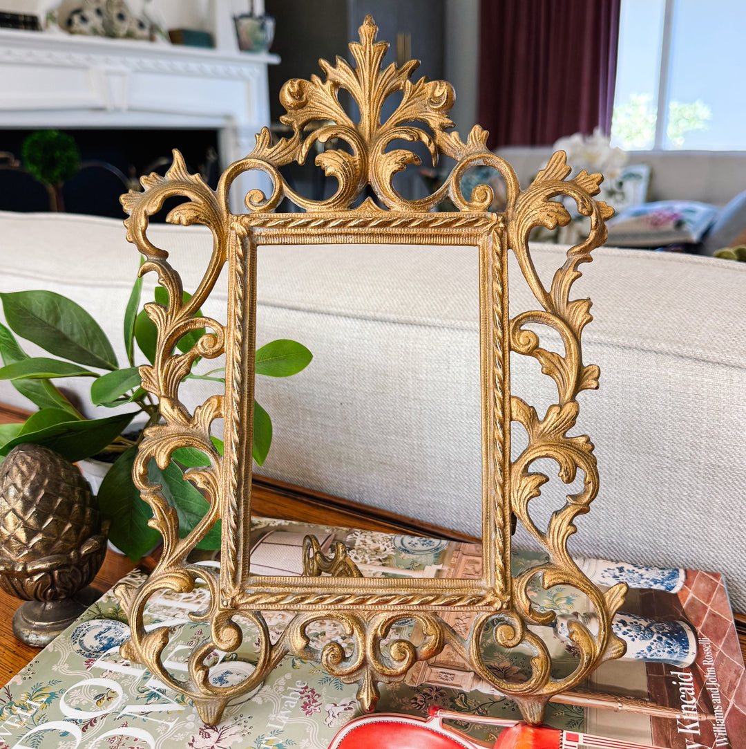 Gold Cast Iron Rococo Style Ornate Photo Frame