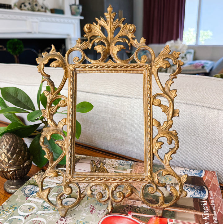 Gold Cast Iron Rococo Style Ornate Photo Frame