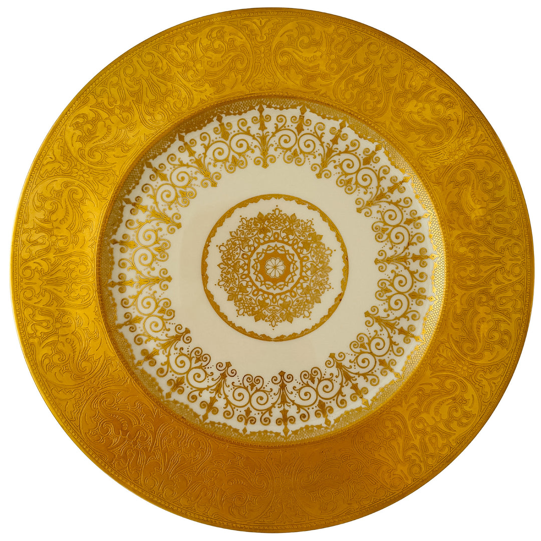 Gold Encrusted Dinner Plates by Heinrich & Co Bavaria Set of 12