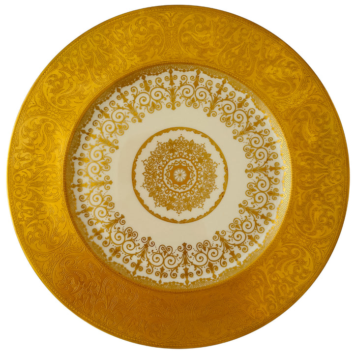 Gold Encrusted Dinner Plates by Heinrich & Co Bavaria Set of 12