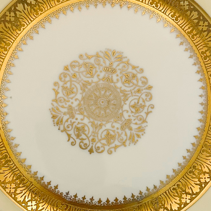 Gold Encrusted Dinner Plates by Heinrich & Co Bavaria