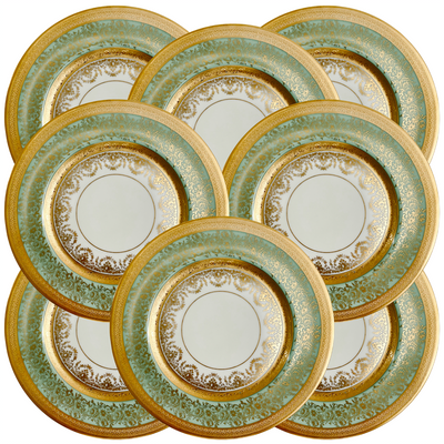 Gold Encrusted Edgerton Dinner Plates by Heinrich & Co Bavaria