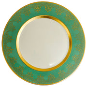 Gold Encrusted Green Dinner Plates by Heinrich & Co Bavaria