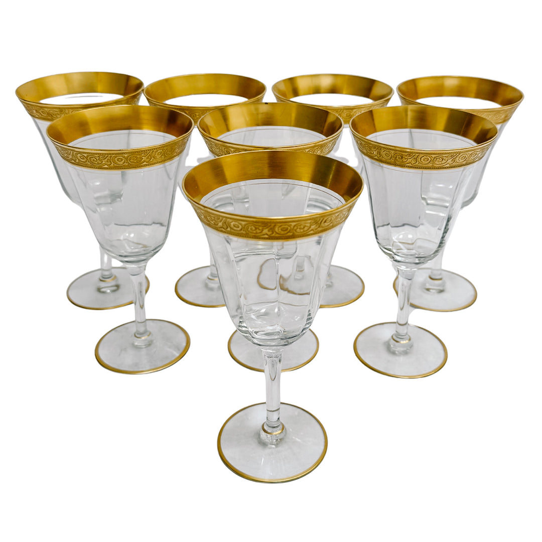 Gold Encrusted Minton Clear Glasses By Tiffin-Franciscan 