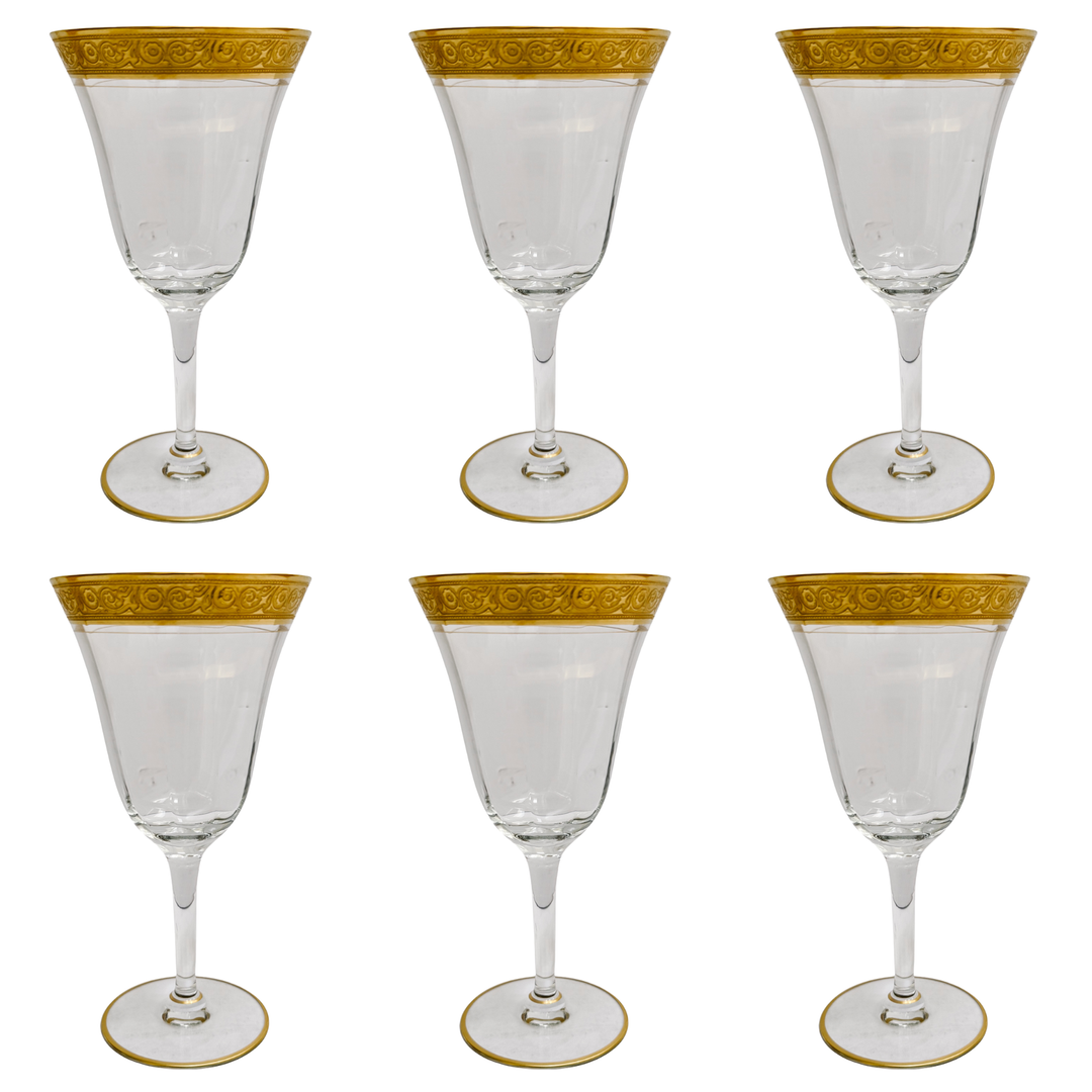 Gold Encrusted Minton Clear Glasses By Tiffin-Franciscan 