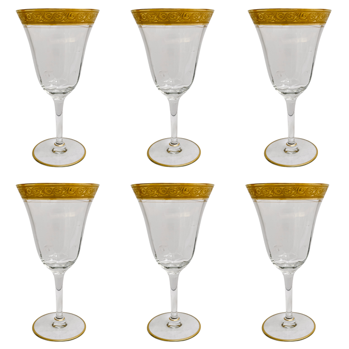 Gold Encrusted Minton Clear Glasses By Tiffin-Franciscan 