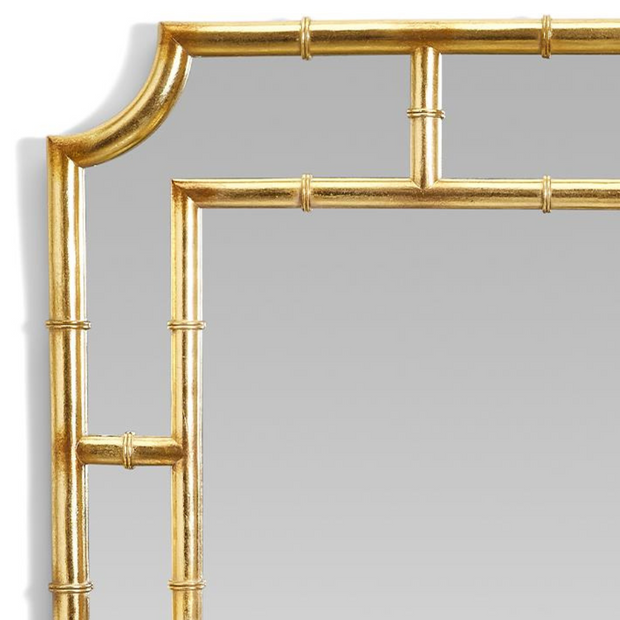 Gold Gilt Faux Bamboo Chinoiserie Wall Mirror