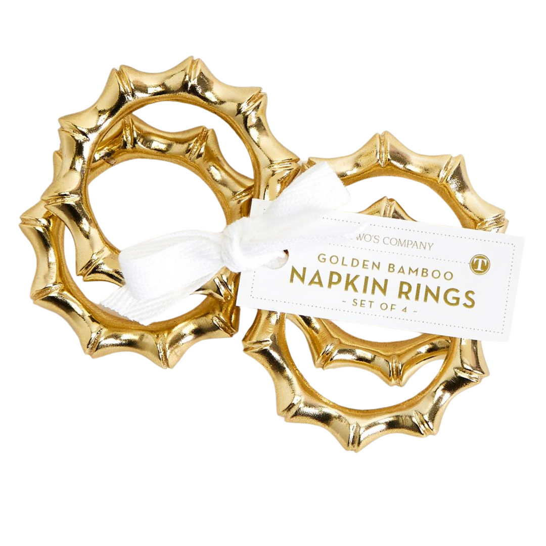 Gold Aluminum Faux Bamboo Napkin Rings