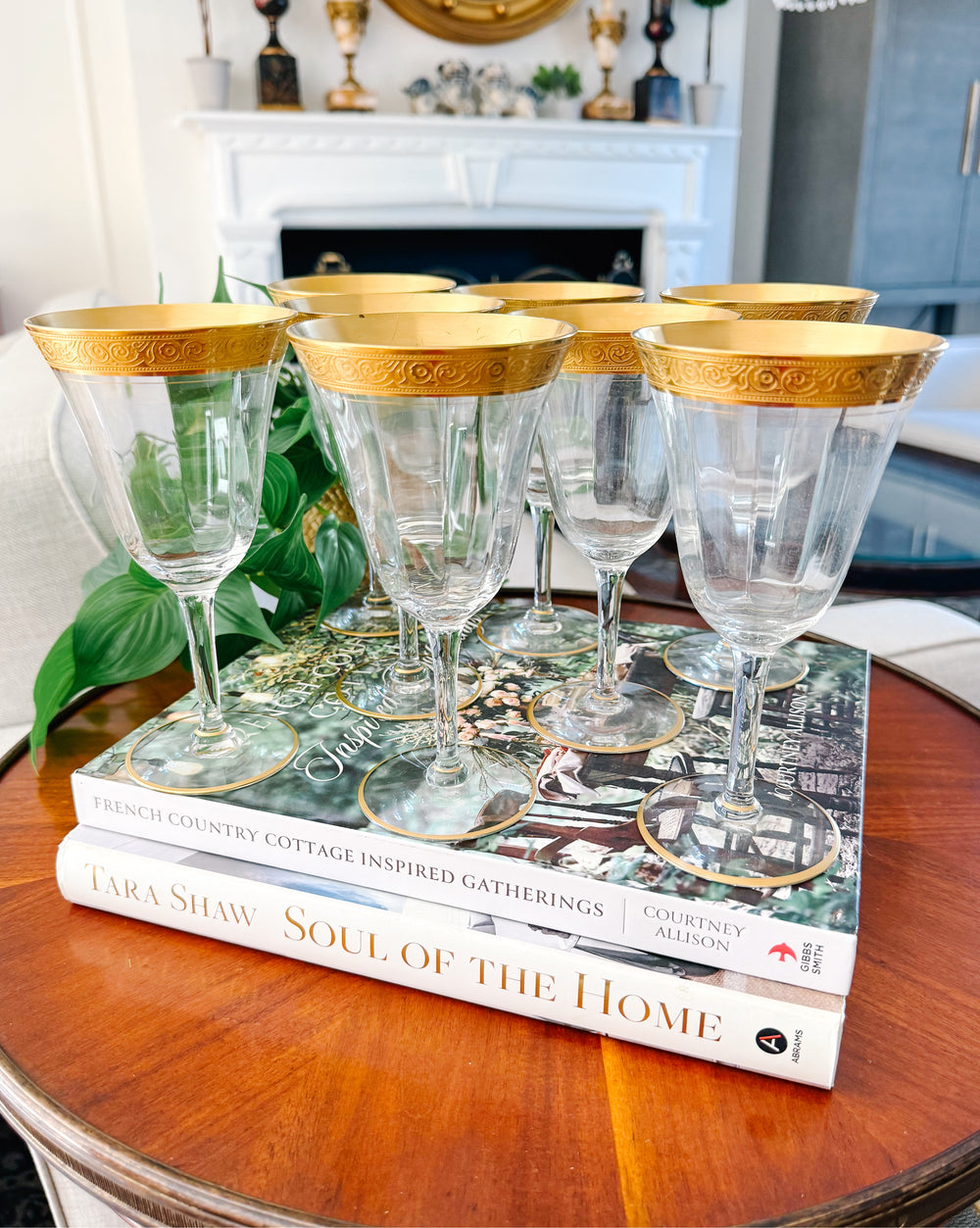 Gold Encrusted Minton Clear Glasses By Tiffin-Franciscan 