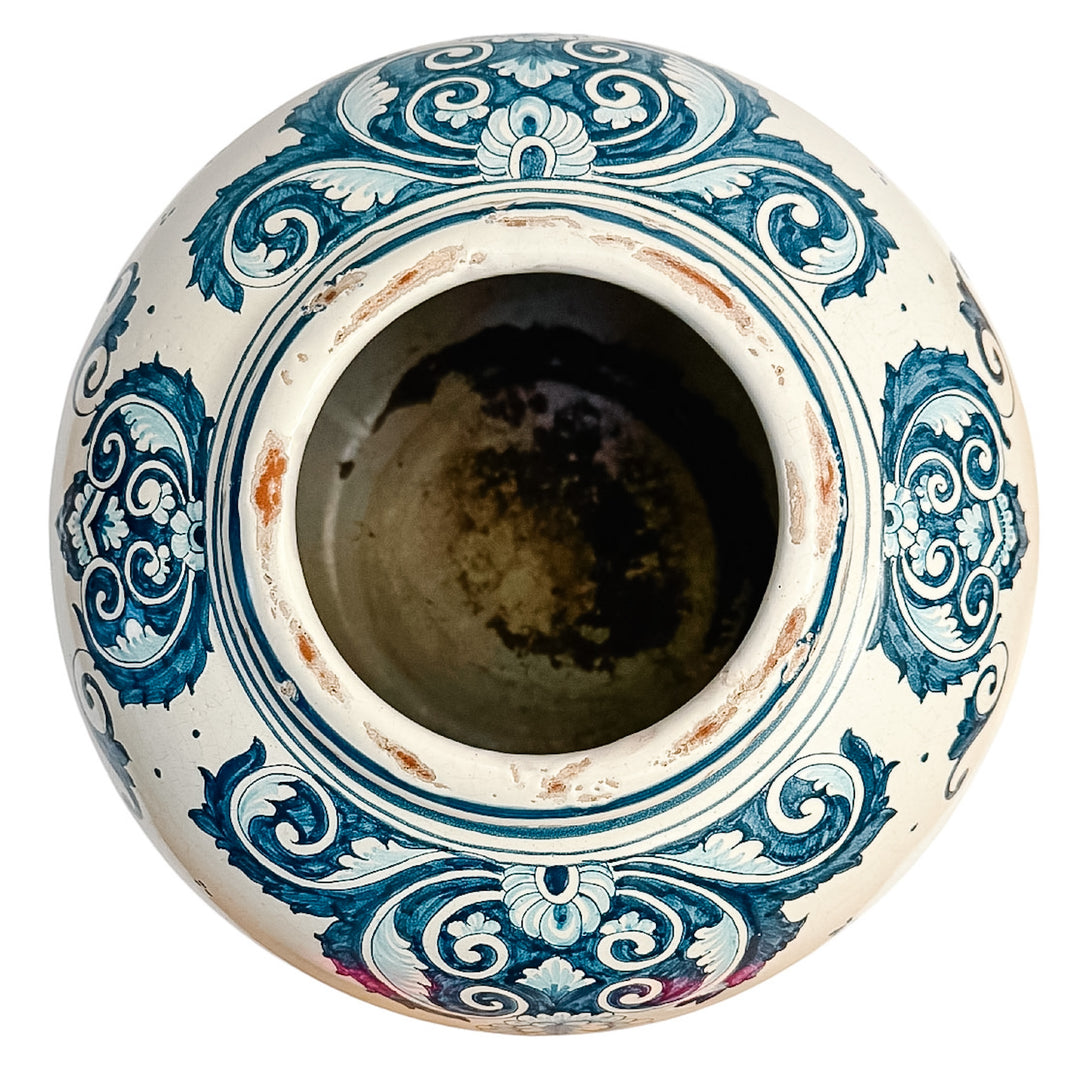 Grand-Scale Italian Renaissance Revival Majolica Hand-Painted Terracotta Ginger Jars