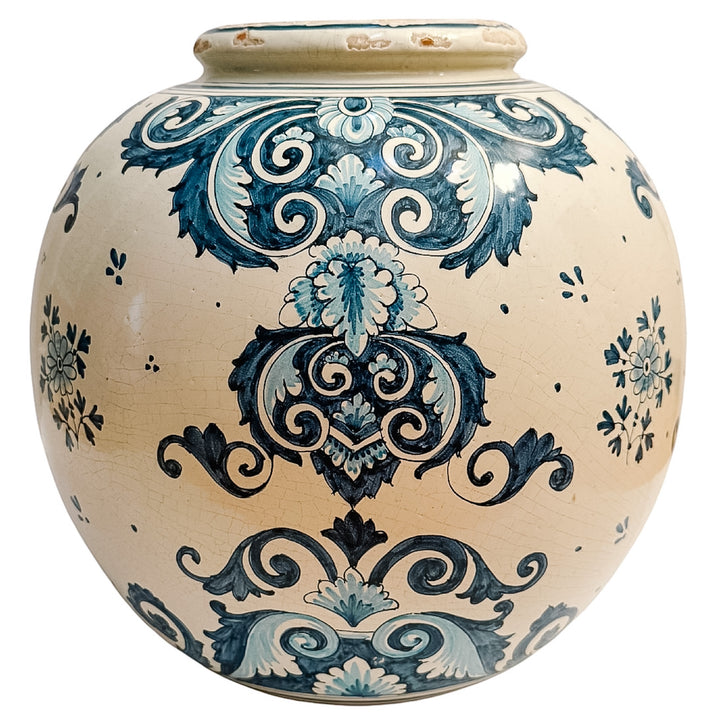 Grand-Scale Italian Renaissance Revival Majolica Hand-Painted Terracotta Ginger Jars