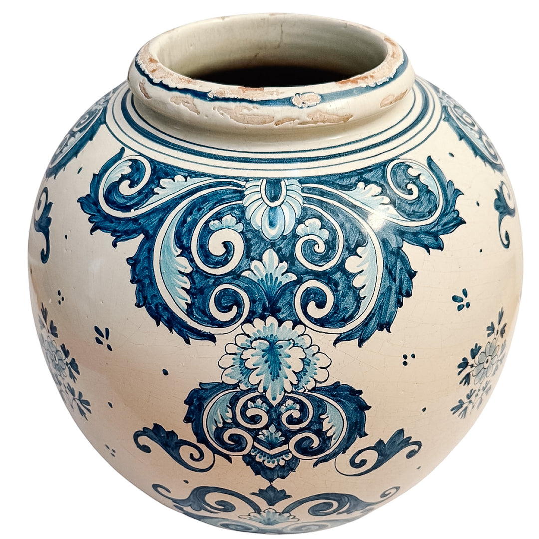 Grand-Scale Italian Renaissance Revival Majolica Hand-Painted Terracotta Ginger Jars