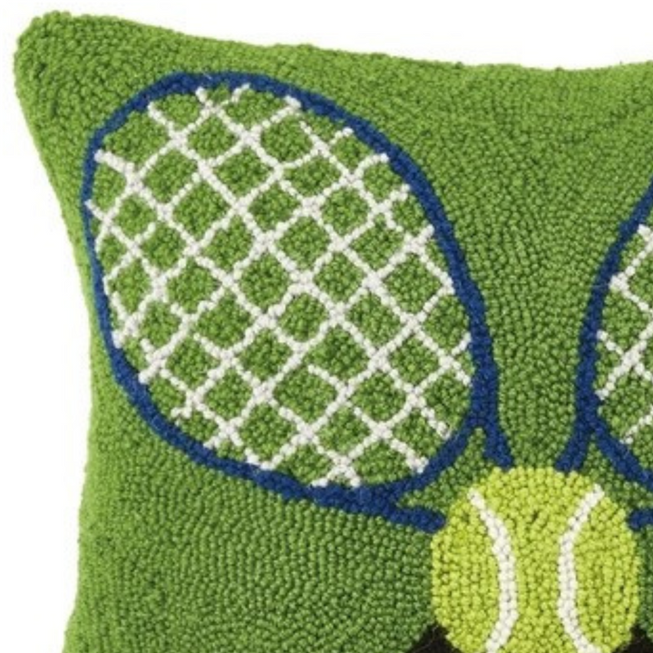 Green Crossed Tennis Racquets Hook Pillow