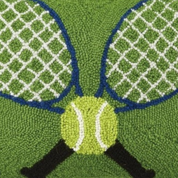 Green Crossed Tennis Racquets Hook Pillow