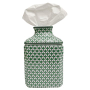 Green & White Fishnet Ceramic Tissue Box Cover