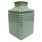 Green & White Fishnet Ceramic Tissue Box Cover