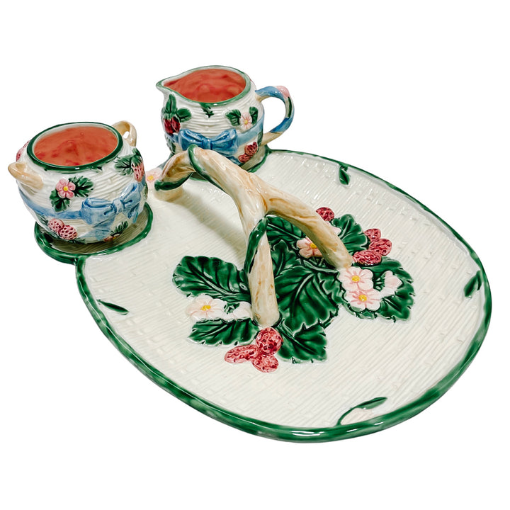 Haldon Group Strawberry Creamer & Sugar With Tray