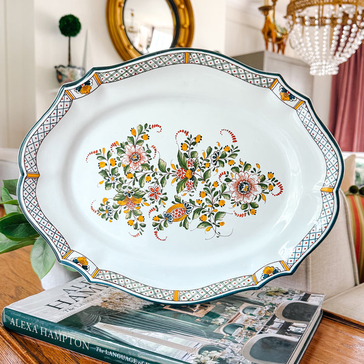 Hand-Made French Faience Oval Platter by Fayencerie Augy