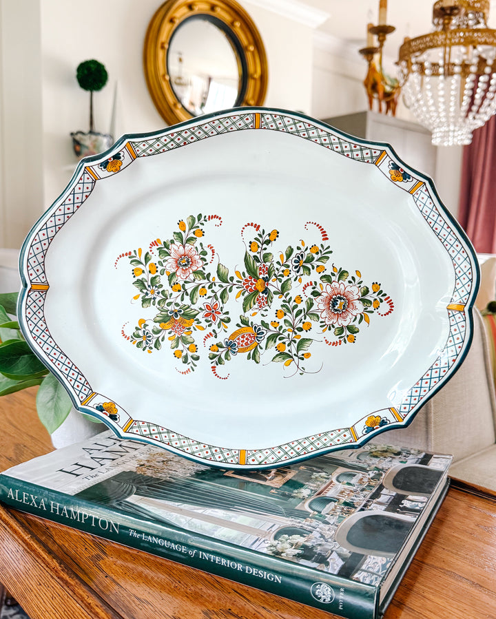 Hand-Made French Faience Oval Platter by Fayencerie Augy