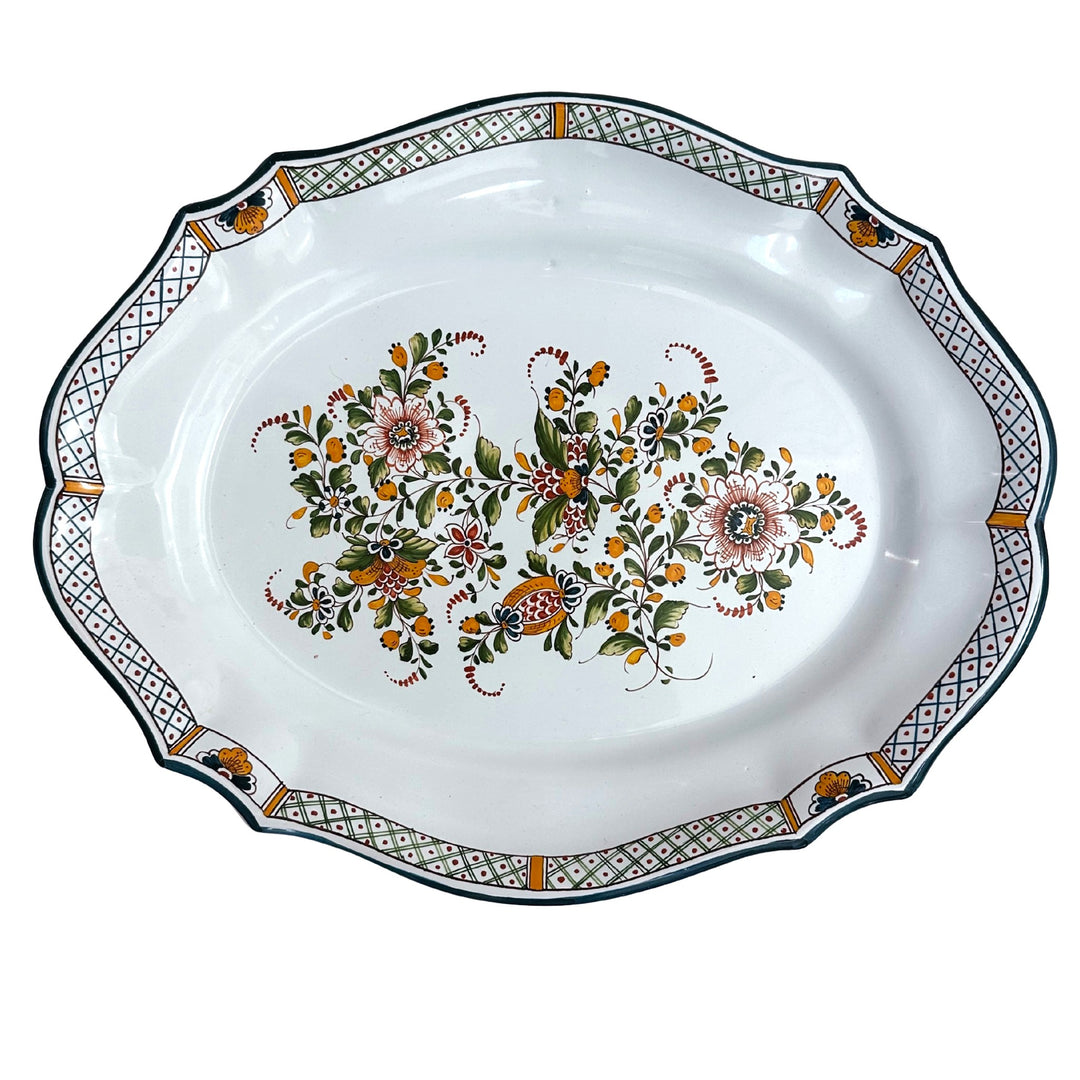 Hand-Made French Faience Oval Platter by Fayencerie Augy