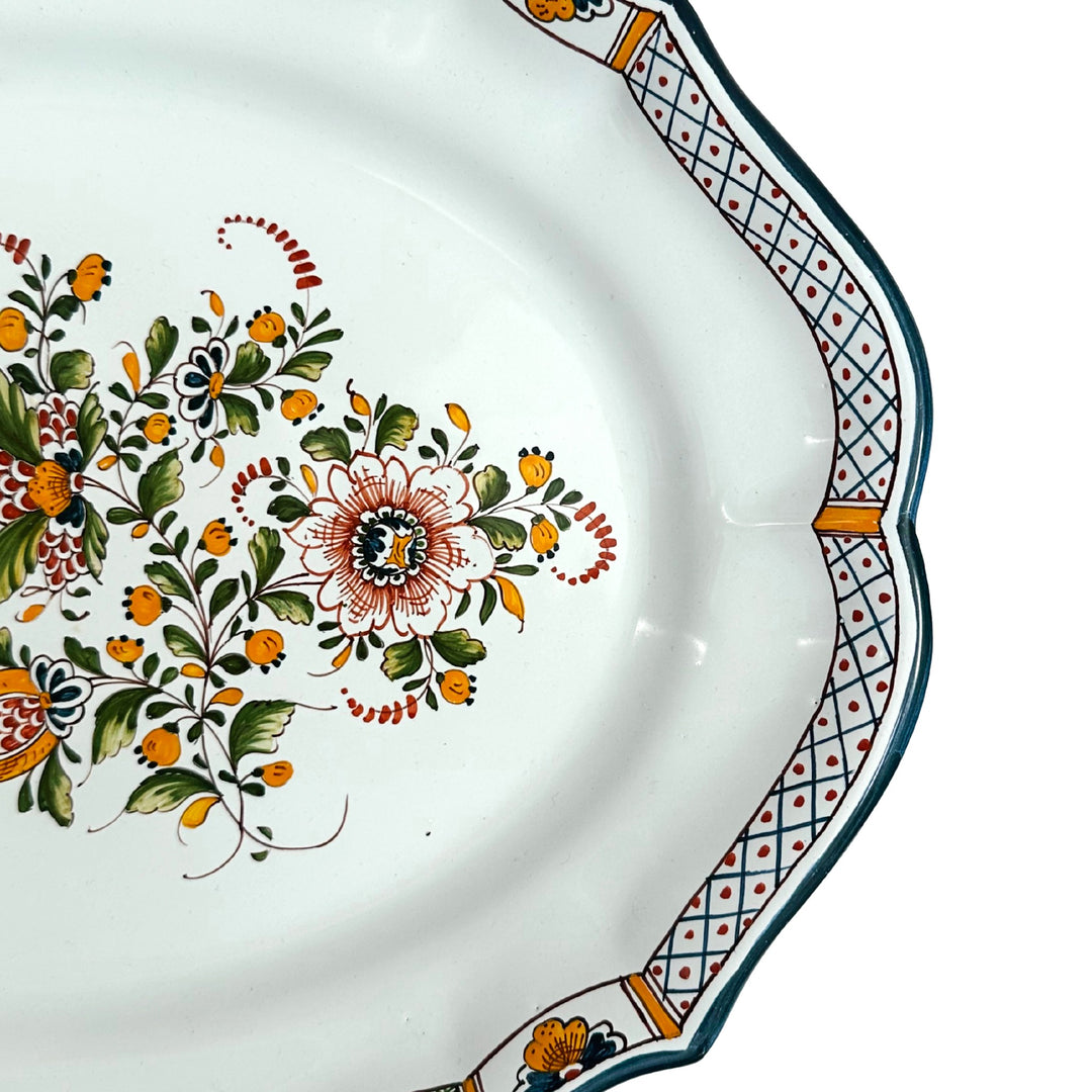 Hand-Made French Faience Oval Platter by Fayencerie Augy