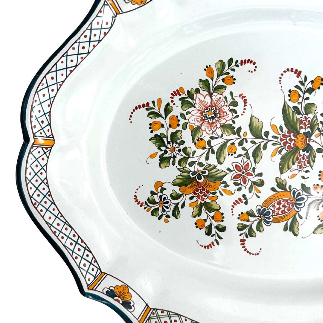 Hand-Made French Faience Oval Platter by Fayencerie Augy