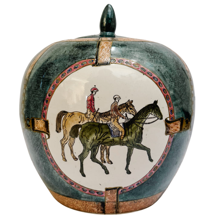 Hand-Painted Chinese Porcelain Equestrian Ginger Jar