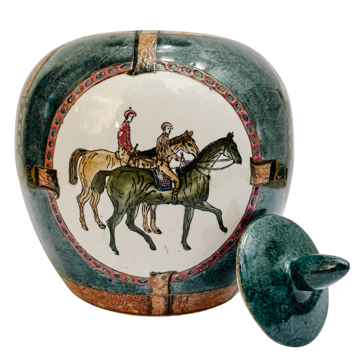 Hand-Painted Chinese Porcelain Equestrian Ginger Jar