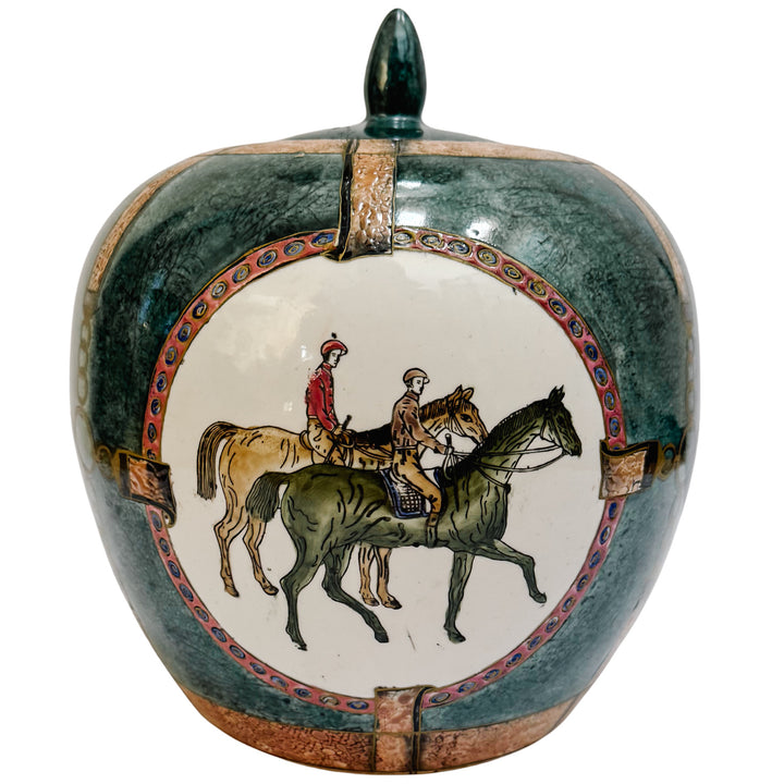 Hand-Painted Chinese Porcelain Equestrian Ginger Jar