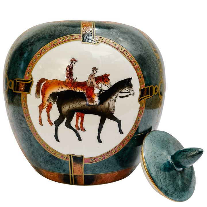 Hand-Painted Chinese Porcelain Equestrian Ginger Jar