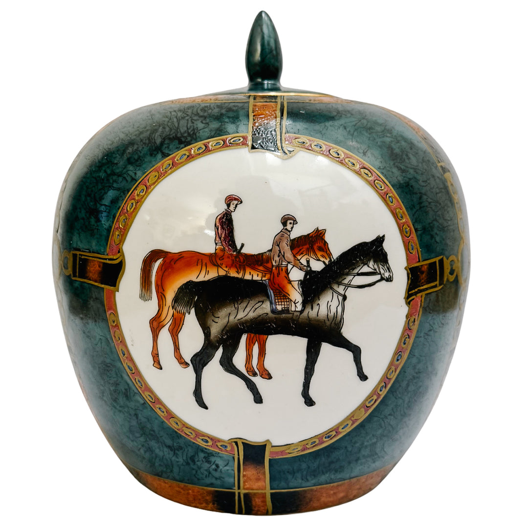 Hand-Painted Chinese Porcelain Equestrian Ginger Jar