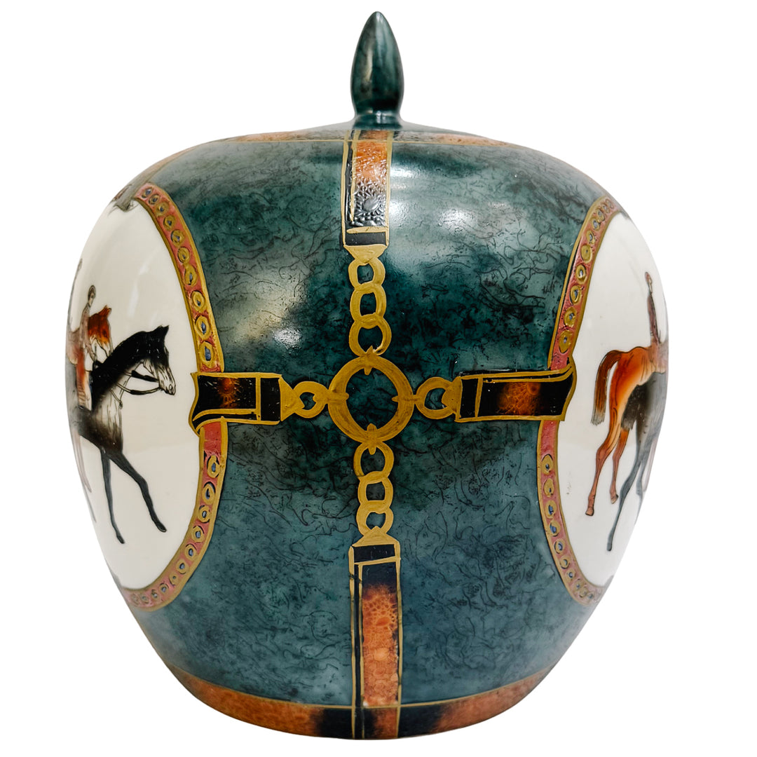 Hand-Painted Chinese Porcelain Equestrian Ginger Jar