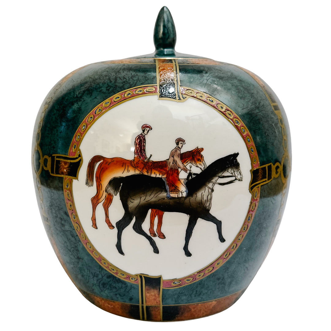 Hand-Painted Chinese Porcelain Equestrian Ginger Jar