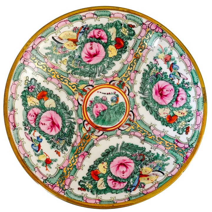 Vintage Rose Medallion Brass Encased Bowl 