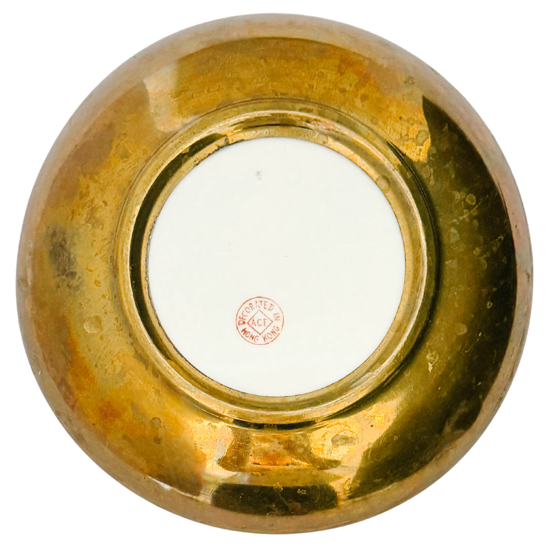 Vintage Rose Medallion Brass Encased Bowl 