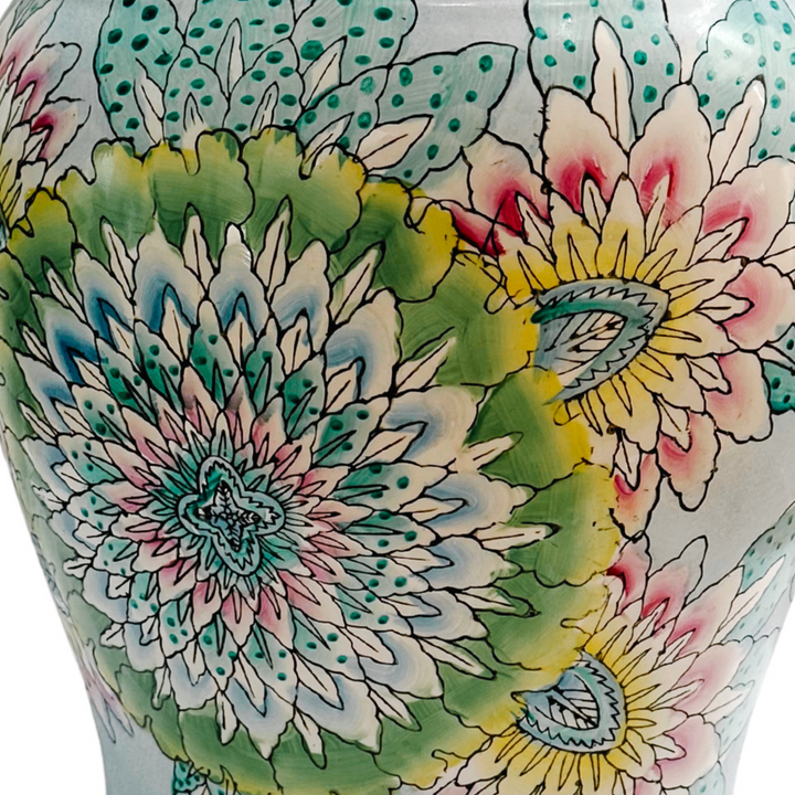 Hand-Painted Chinese Porcelain Pastel Floral Garden Seat
