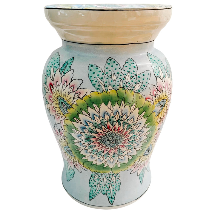 Hand-Painted Chinese Porcelain Pastel Floral Garden Seat