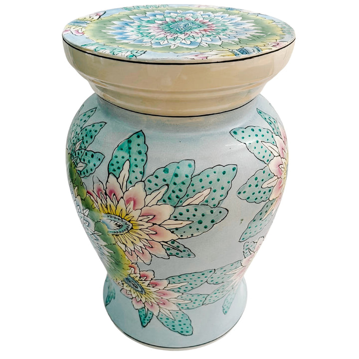 Hand-Painted Chinese Porcelain Pastel Floral Garden Seat