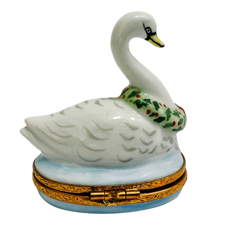 Hand-Painted French Seven Swans A-Swimming Limoges Box