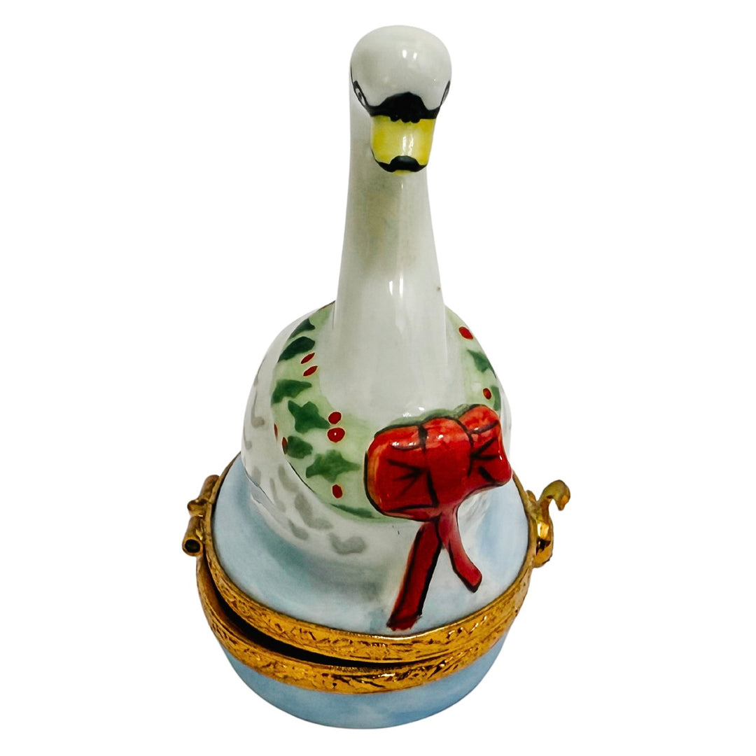 Hand-Painted French Seven Swans A-Swimming Limoges Box