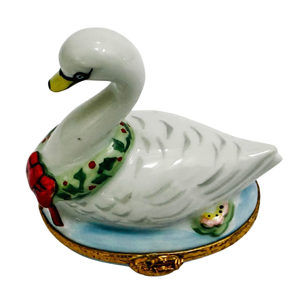 Hand-Painted French Seven Swans A-Swimming Limoges Box