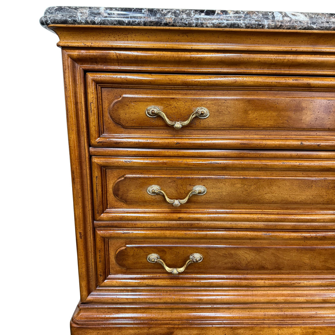 Henredon French Provincial 3-Drawer Commode Chest With Italian Marble Top