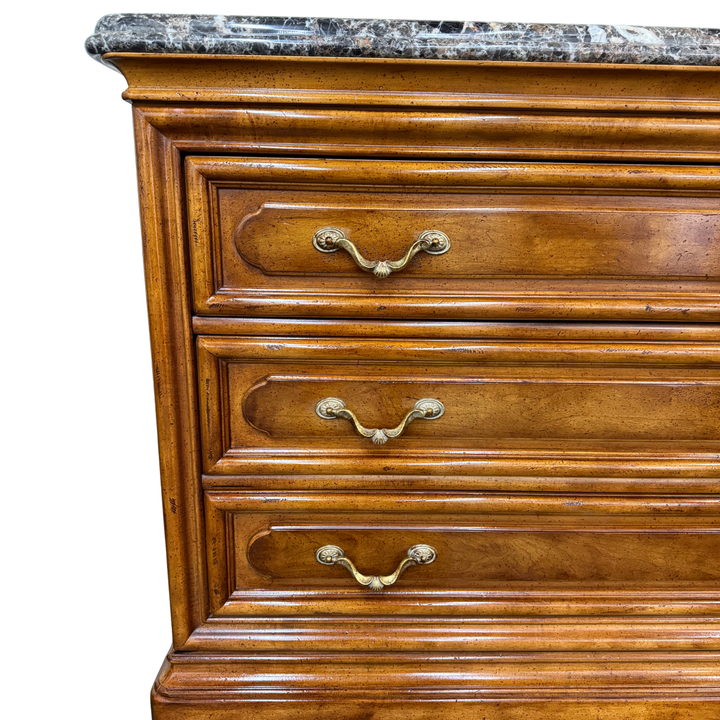 Henredon French Provincial 3-Drawer Commode Chest With Italian Marble Top