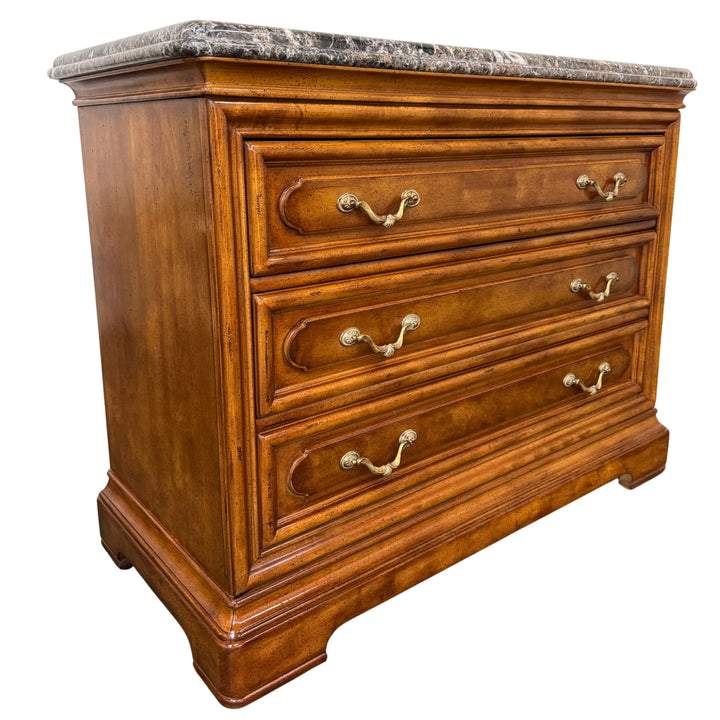Henredon French Provincial 3-Drawer Commode Chest With Italian Marble Top