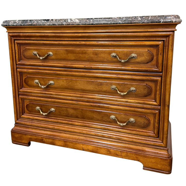 Henredon French Provincial 3-Drawer Commode Chest With Italian Marble Top