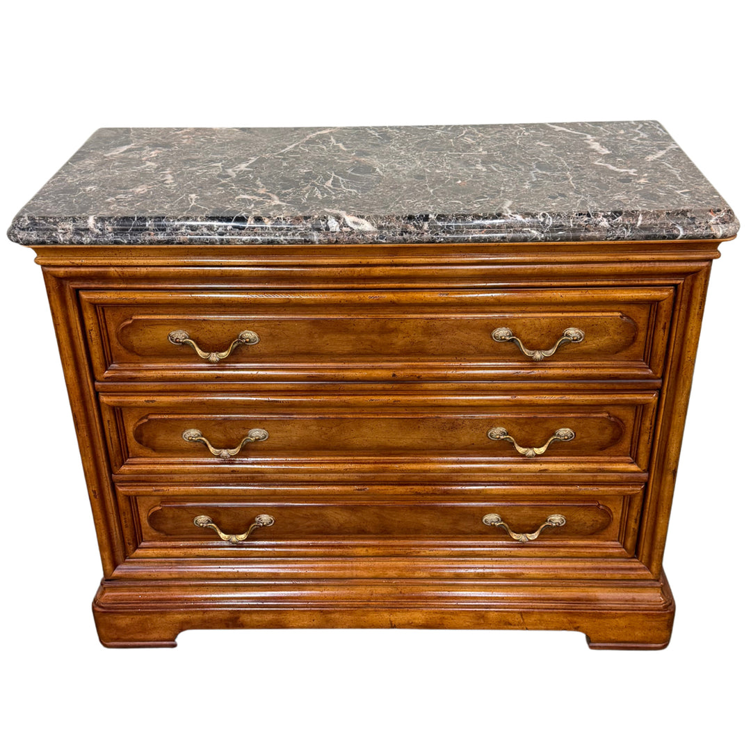 Henredon French Provincial 3-Drawer Commode Chest With Italian Marble Top