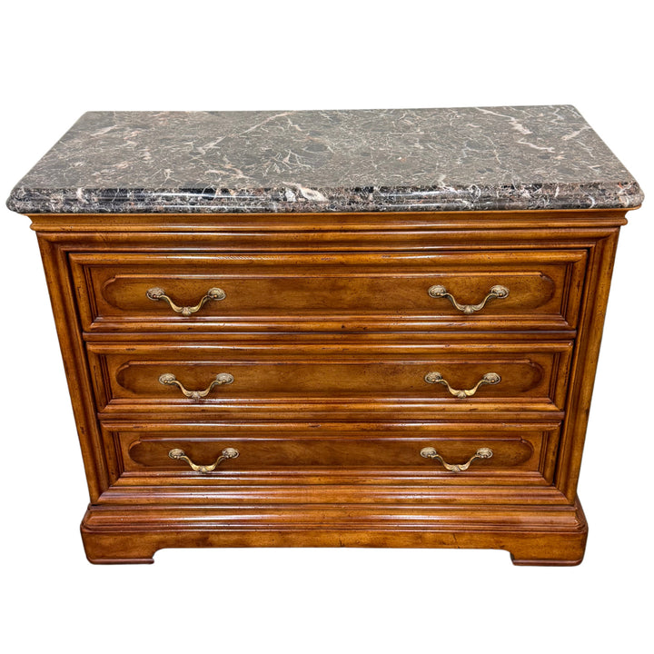 Henredon French Provincial 3-Drawer Commode Chest With Italian Marble Top