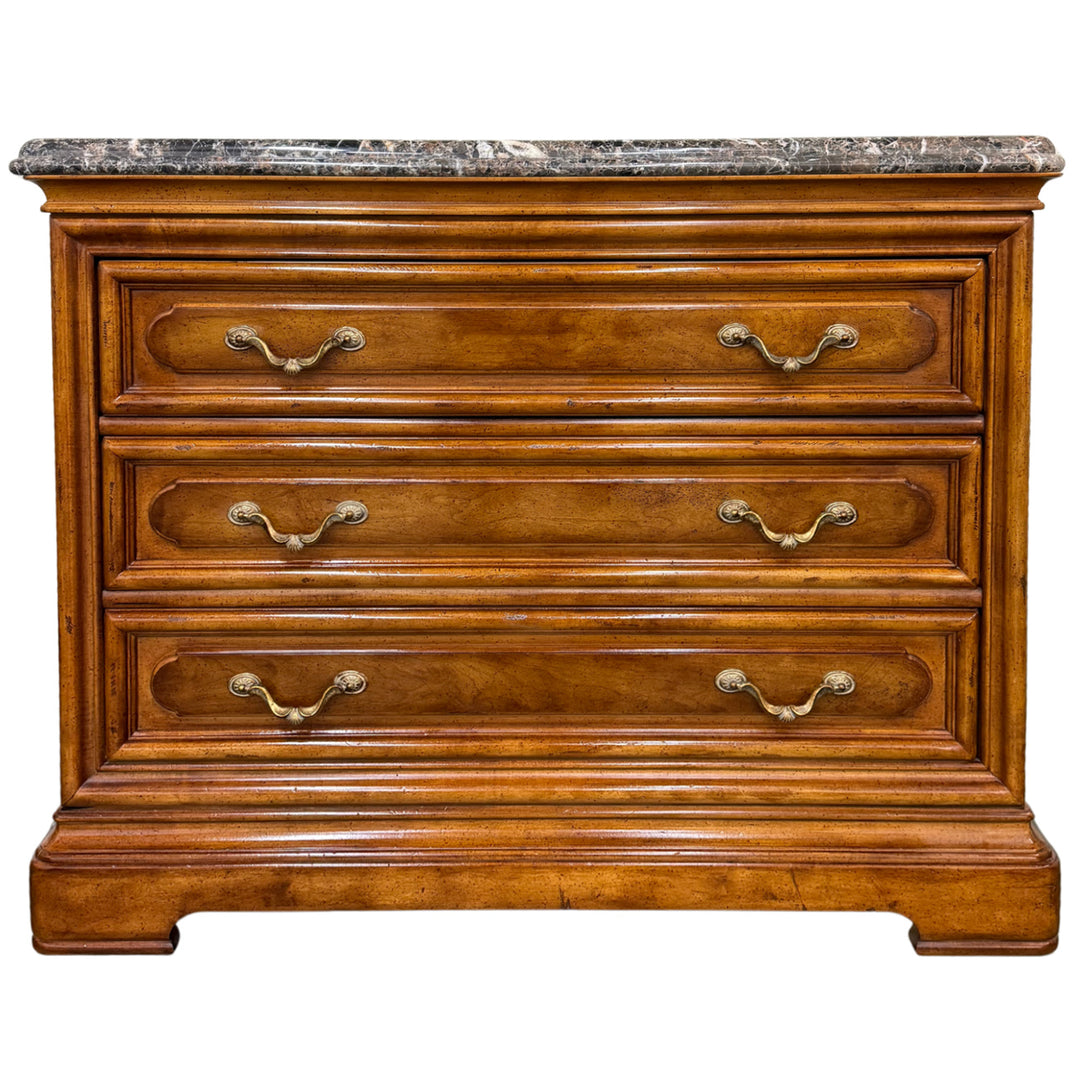 Henredon French Provincial 3-Drawer Commode Chest With Italian Marble Top