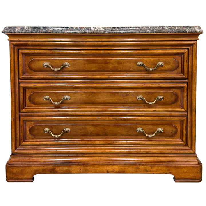 Henredon French Provincial 3-Drawer Commode Chest With Italian Marble Top